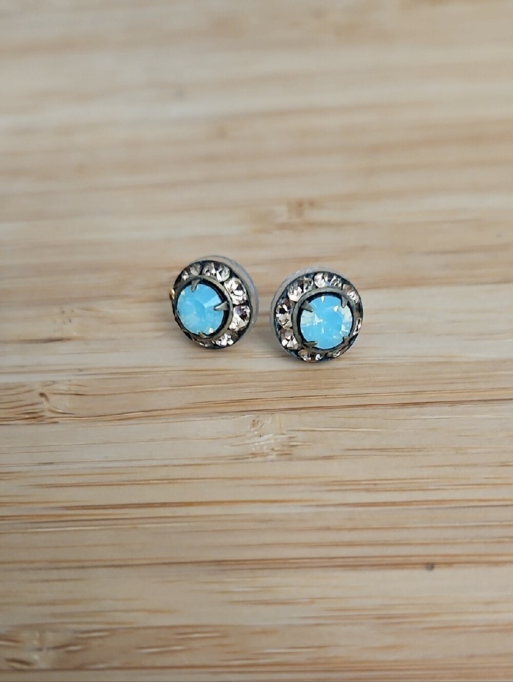 Blue Crystal Halo Stud Earrings - Women's Jewelry